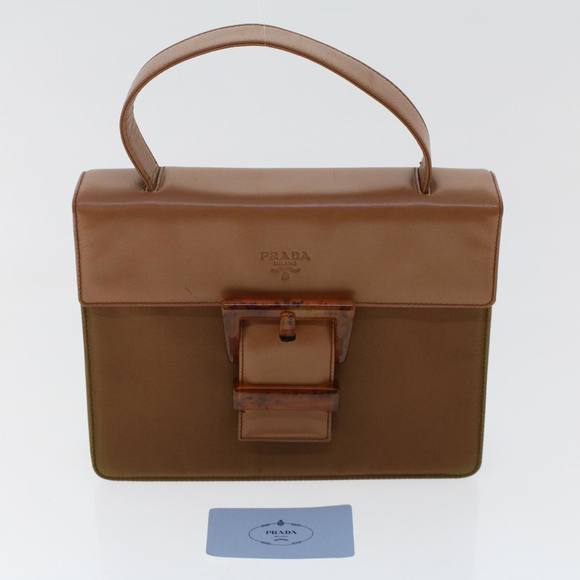 PRADA Hand Bag Nylon Leather Brown Auth cl658 - Picture 12 of 16